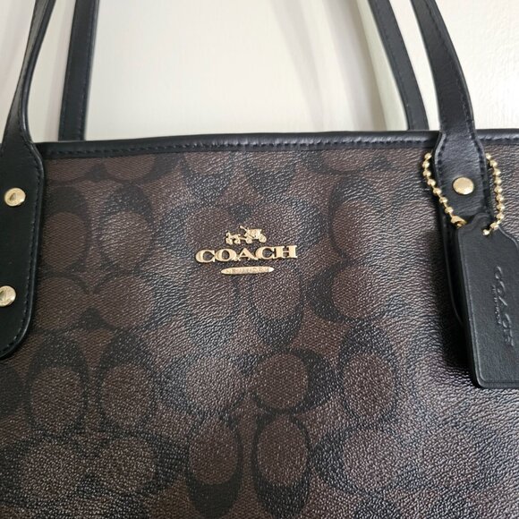 COACH Signature Canvas Tote Bag - Brown and Black - Picture 2 of 12